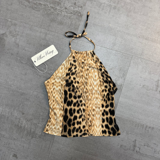 Just Cavalli Leopard Print Halter Tank Top