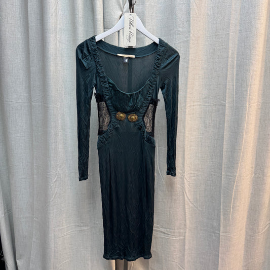 Class Roberto Cavalli Emerald Lace Long Sleeve Midi Dress