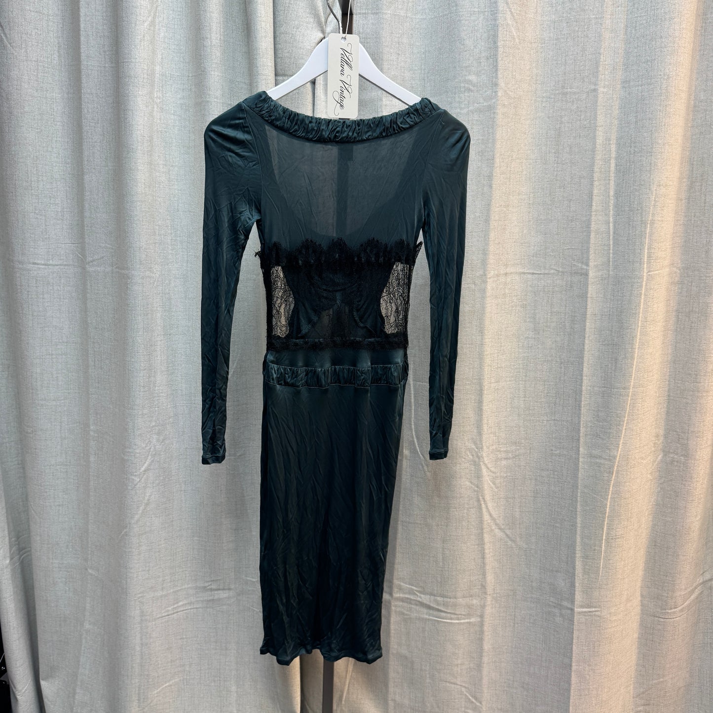 Class Roberto Cavalli Emerald Lace Long Sleeve Midi Dress