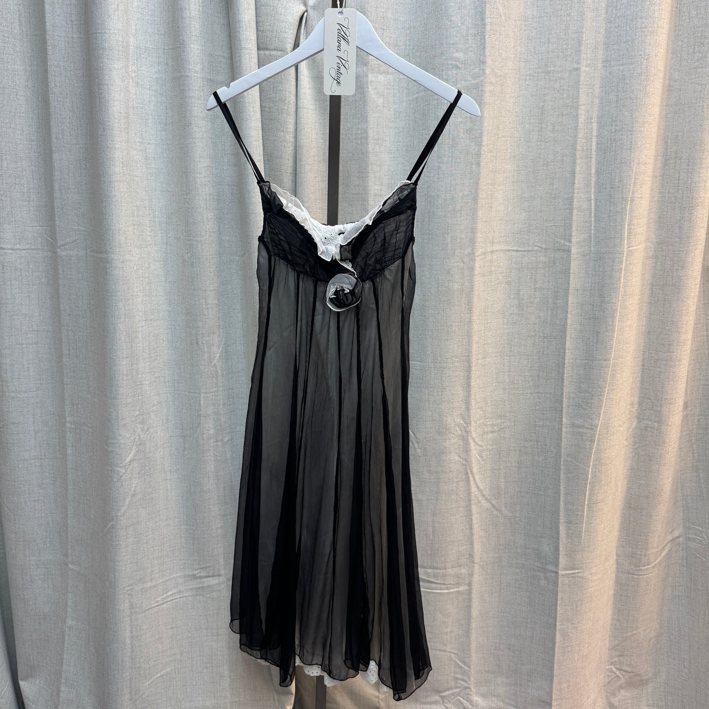 Sheer Black and White Layered Midi Dress