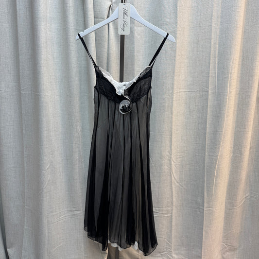 Sheer Black and White Layered Midi Dress