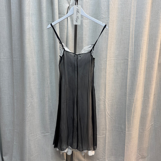 Sheer Black and White Layered Midi Dress