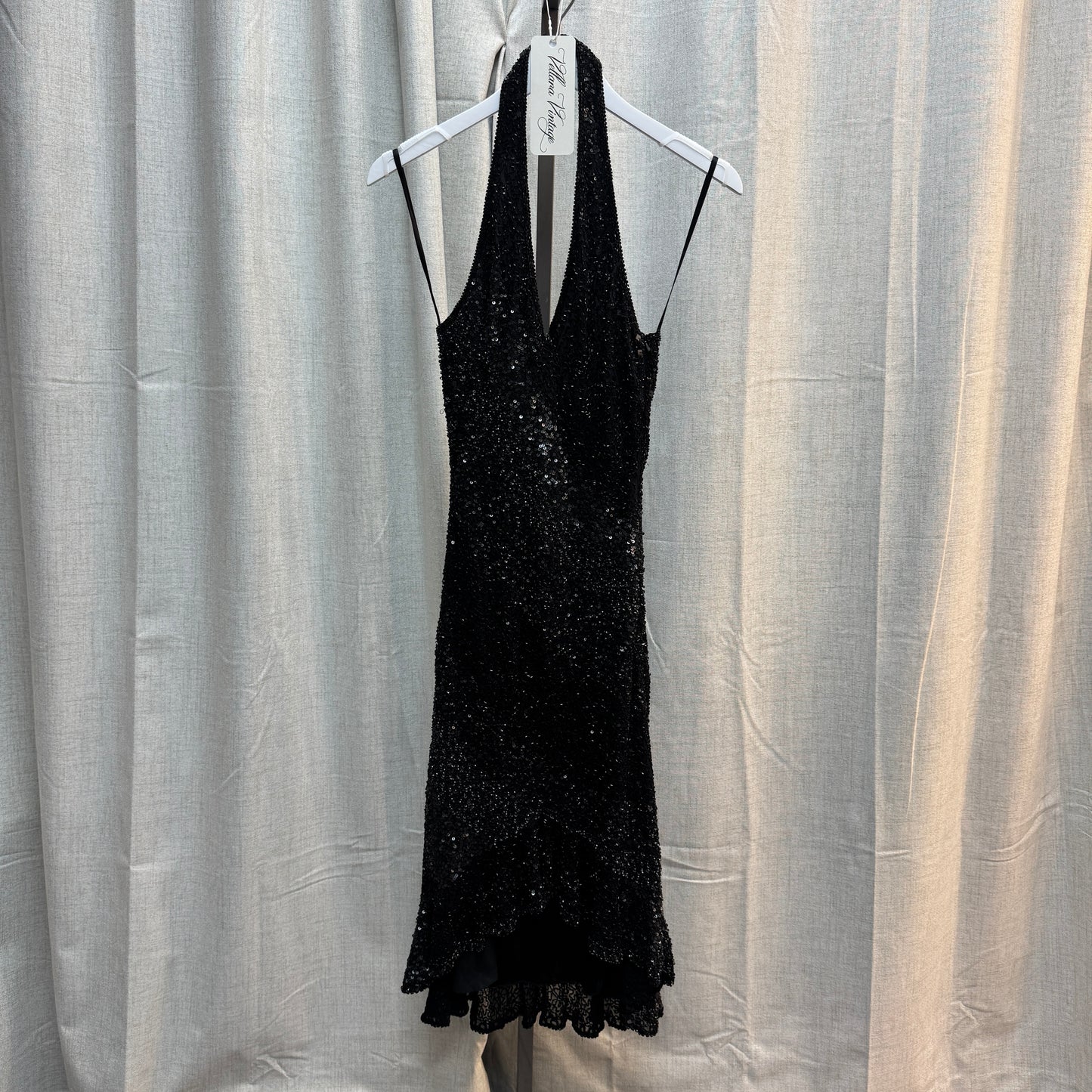 Aftershock Black Beaded Halter Midi Dress