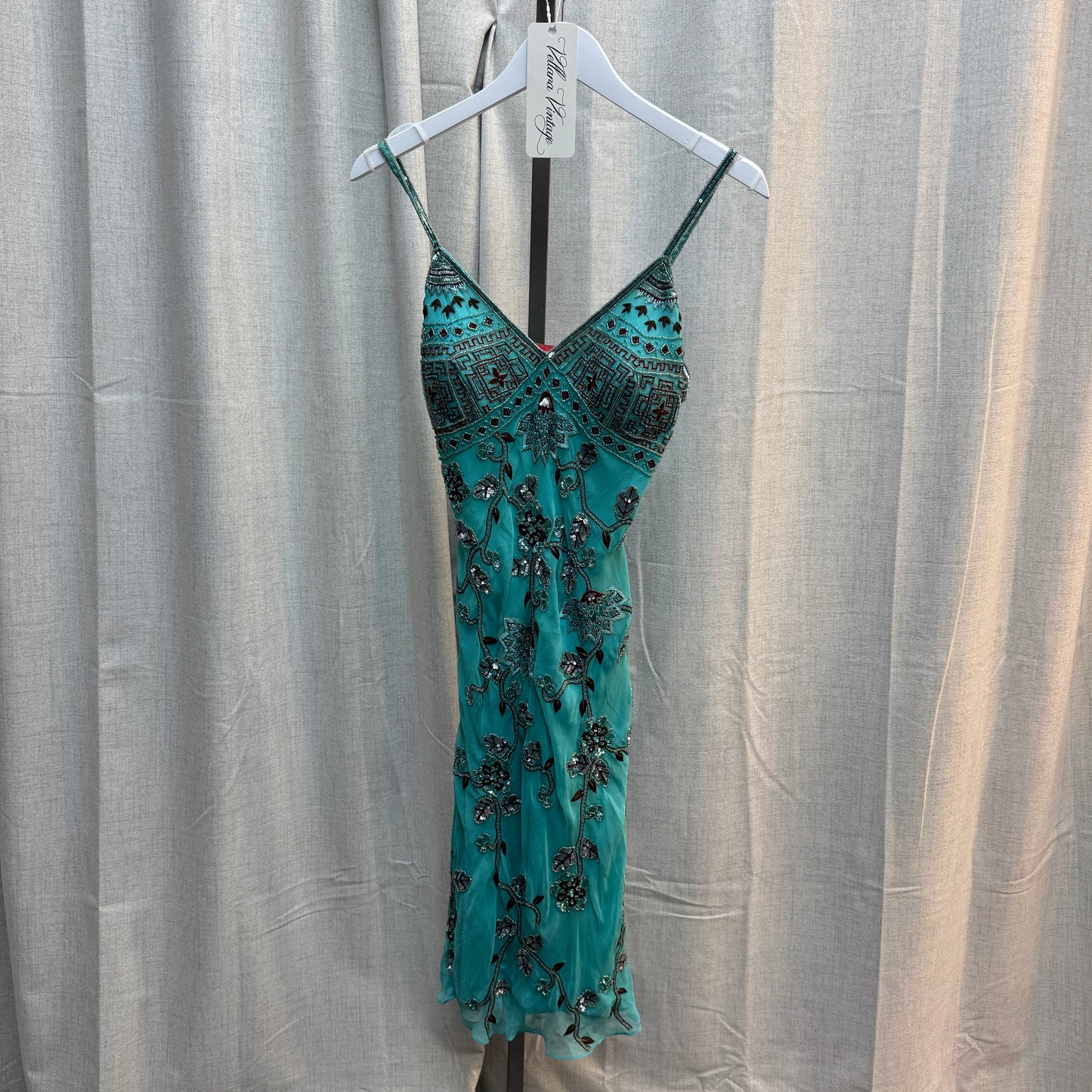 Aftershock Teal Beaded Midi Dress