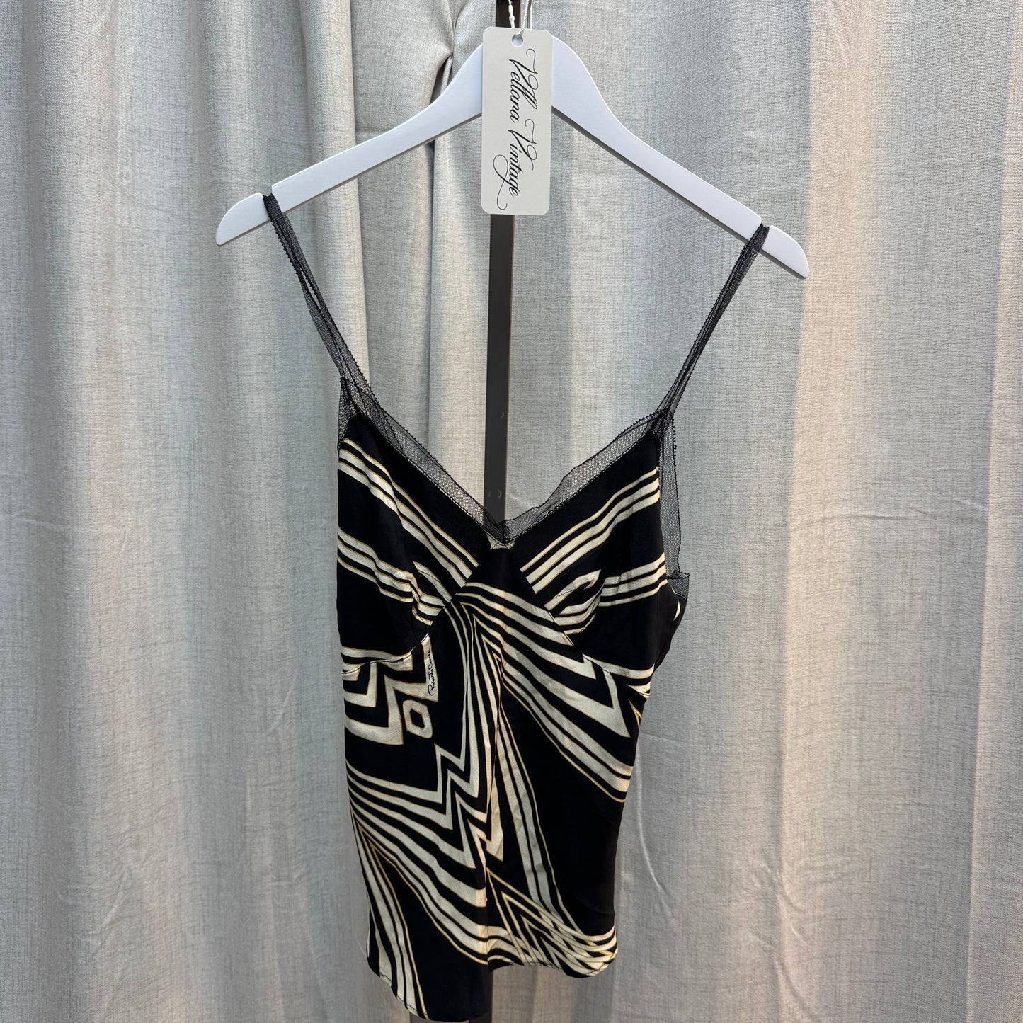 Roberto Cavalli Silk Abstract V-Neck Tank Top