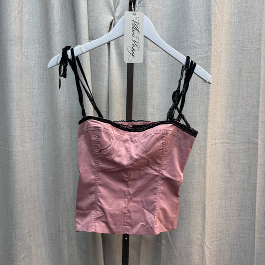 Pink and Black Bustier-Style Tank Top