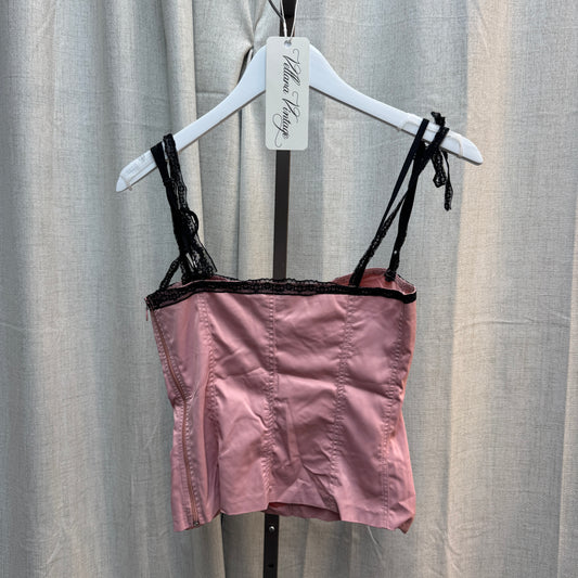 Pink and Black Bustier-Style Tank Top