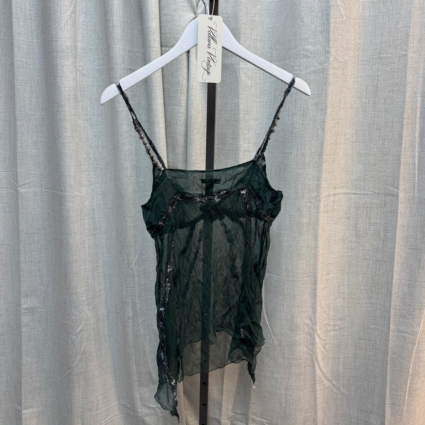 Emerald and Silver Embellished Sheer Fairy Tank Top