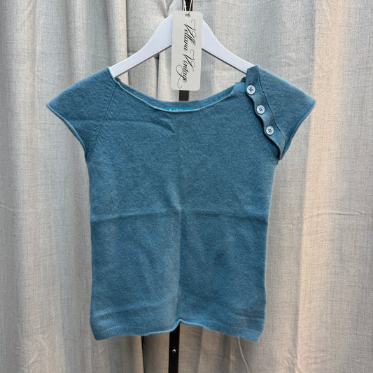 Zadig & Voltaire Cashmere Blue Knit Skull Button Shirt