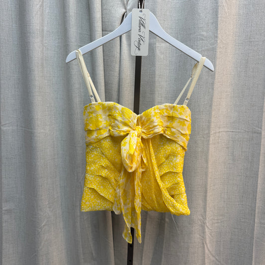 Dolce & Gabbana Yellow Silk Layered Bow Tank Top