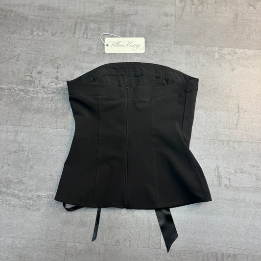 Black Ruffle Embellished Strapless Top
