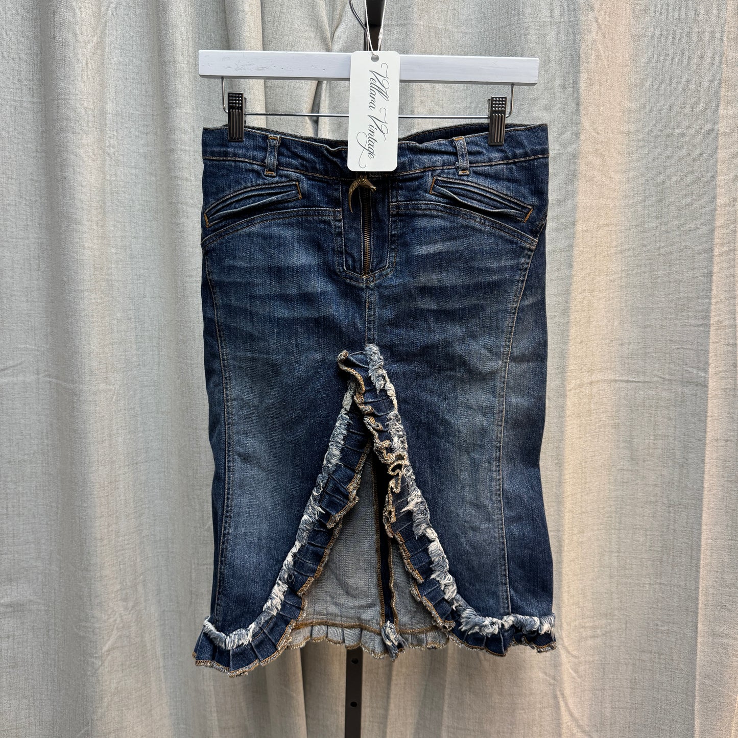 Just Cavalli Tiered Midi Denim Skirt