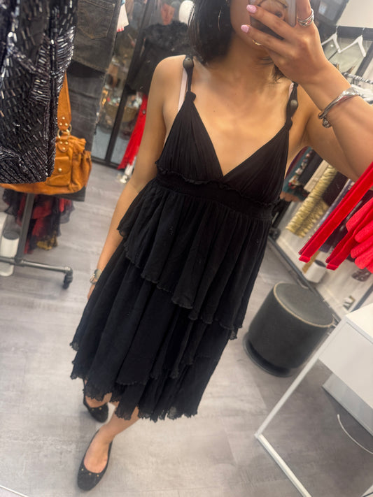 Jean Paul Gaultier Soleil Backless Semi-Sheer Layered Midi Dress