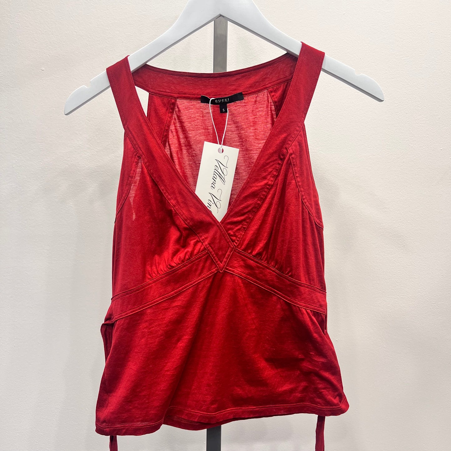 Red Gucci Tie-Back Top