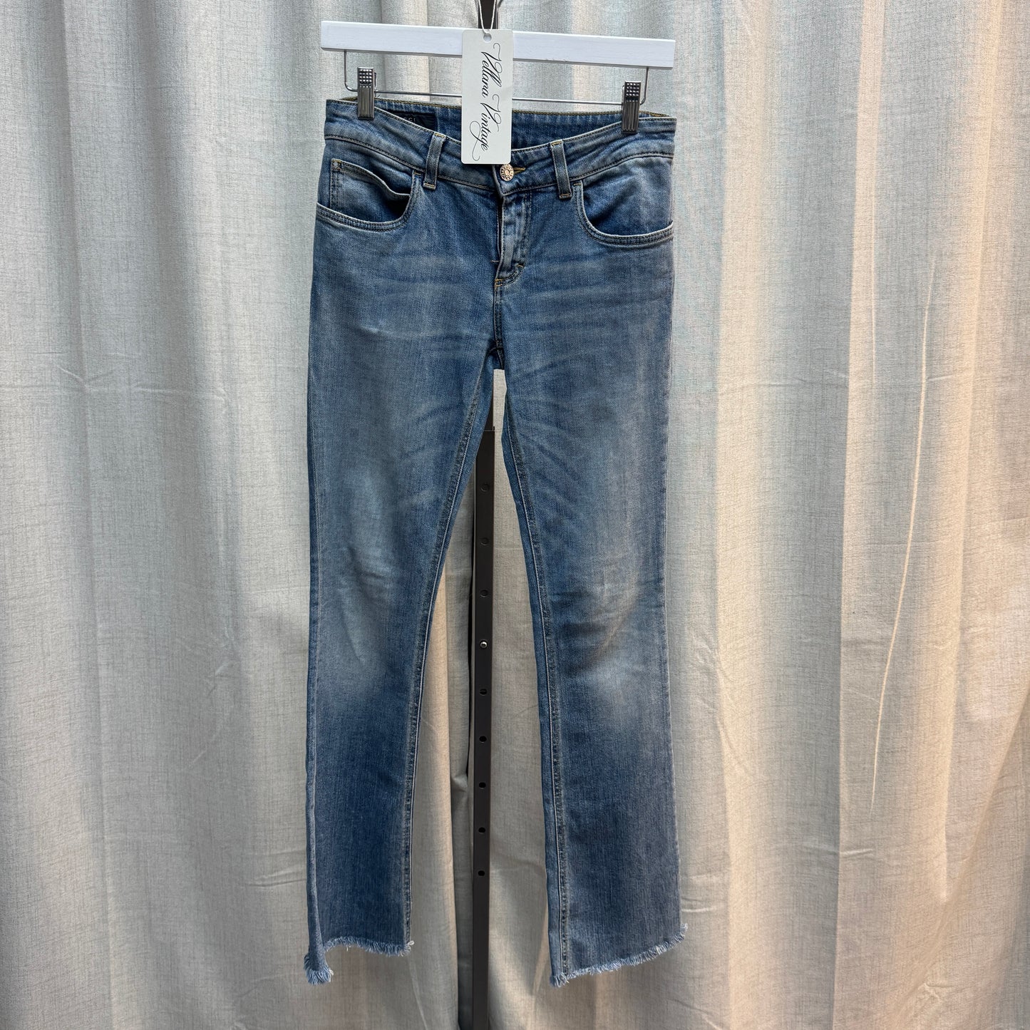 Gucci Blue Wash Straight Leg Frayed Jeans