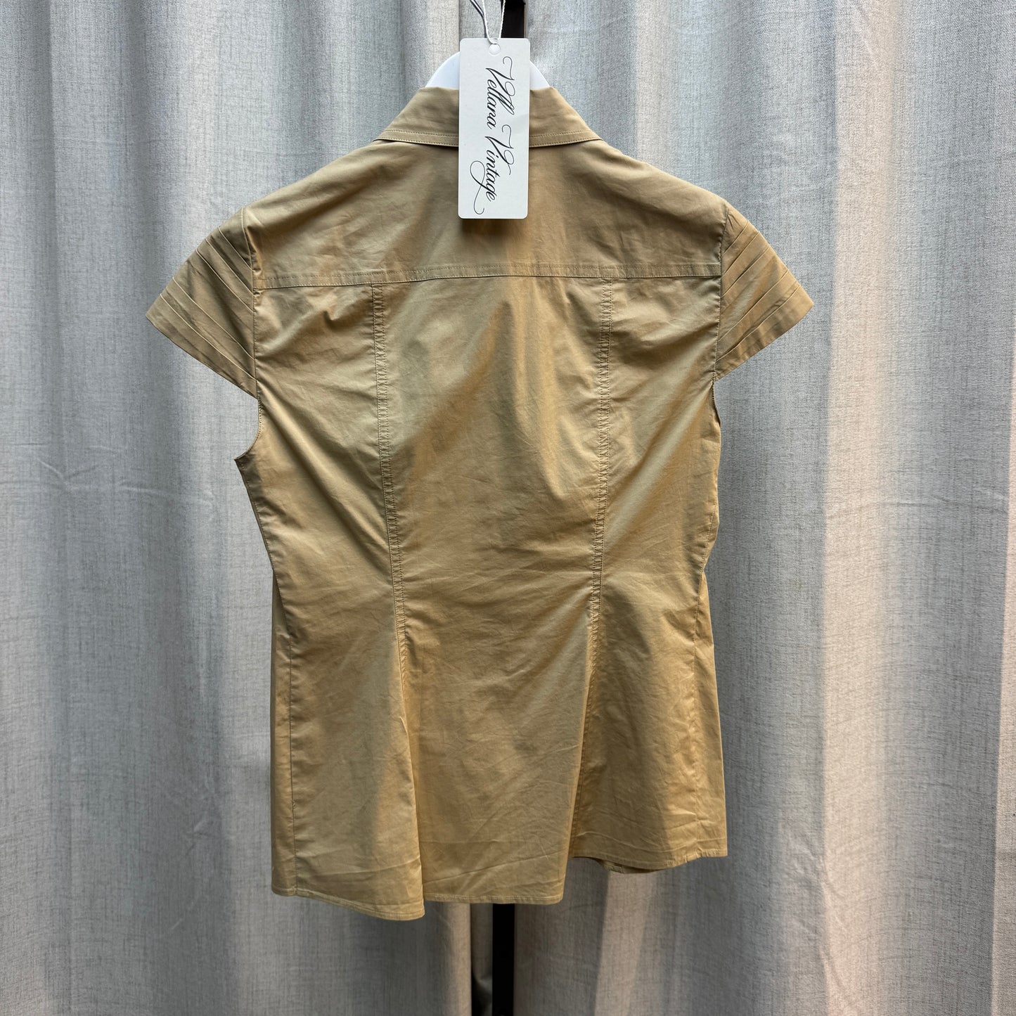 Moschino Tan Pocket Button Down Short Sleeve Blouse