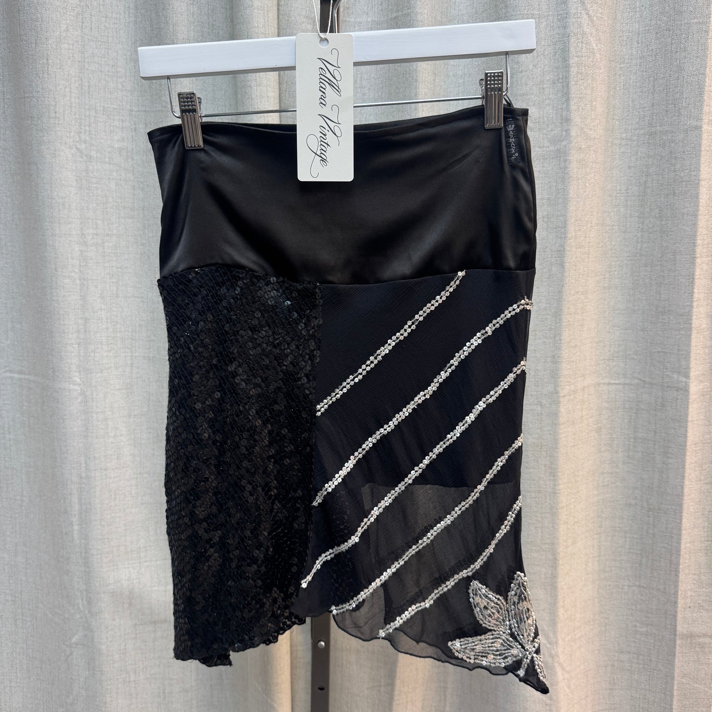 Armani Jeans Black Silk Multi-Patterned Sequin Skirt
