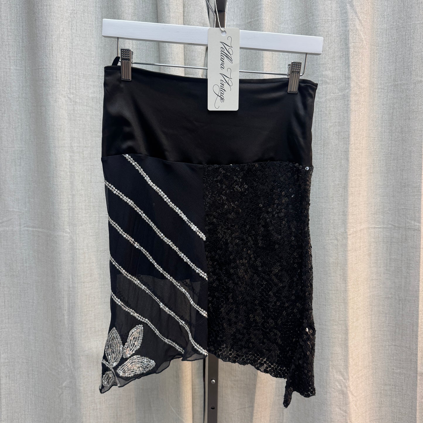 Armani Jeans Black Silk Multi-Patterned Sequin Skirt