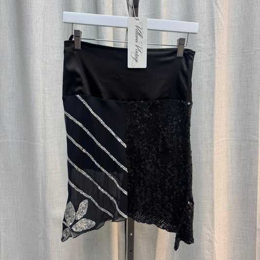 Armani Jeans Black Silk Multi-Patterned Sequin Skirt