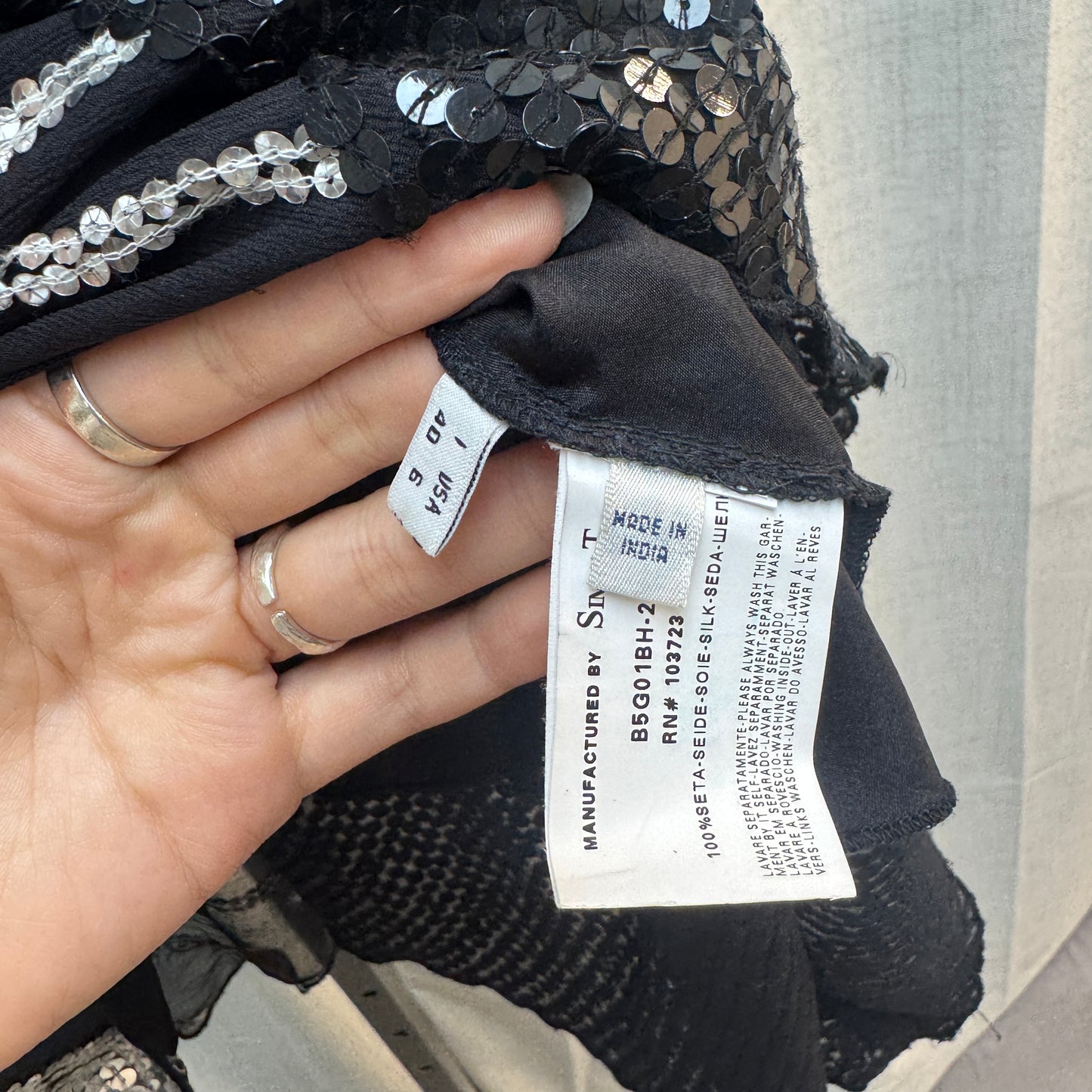 Armani Jeans Black Silk Multi-Patterned Sequin Skirt