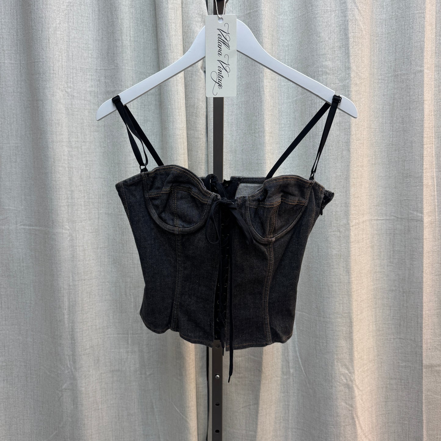 D&G Denim Lace Up Bustier Corset Top