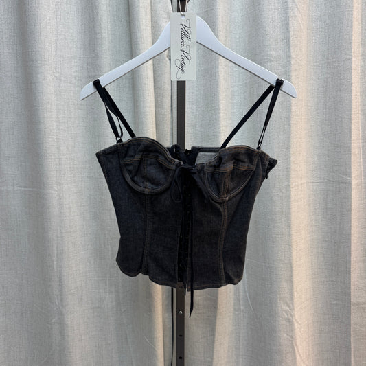 D&G Denim Lace Up Bustier Corset Top