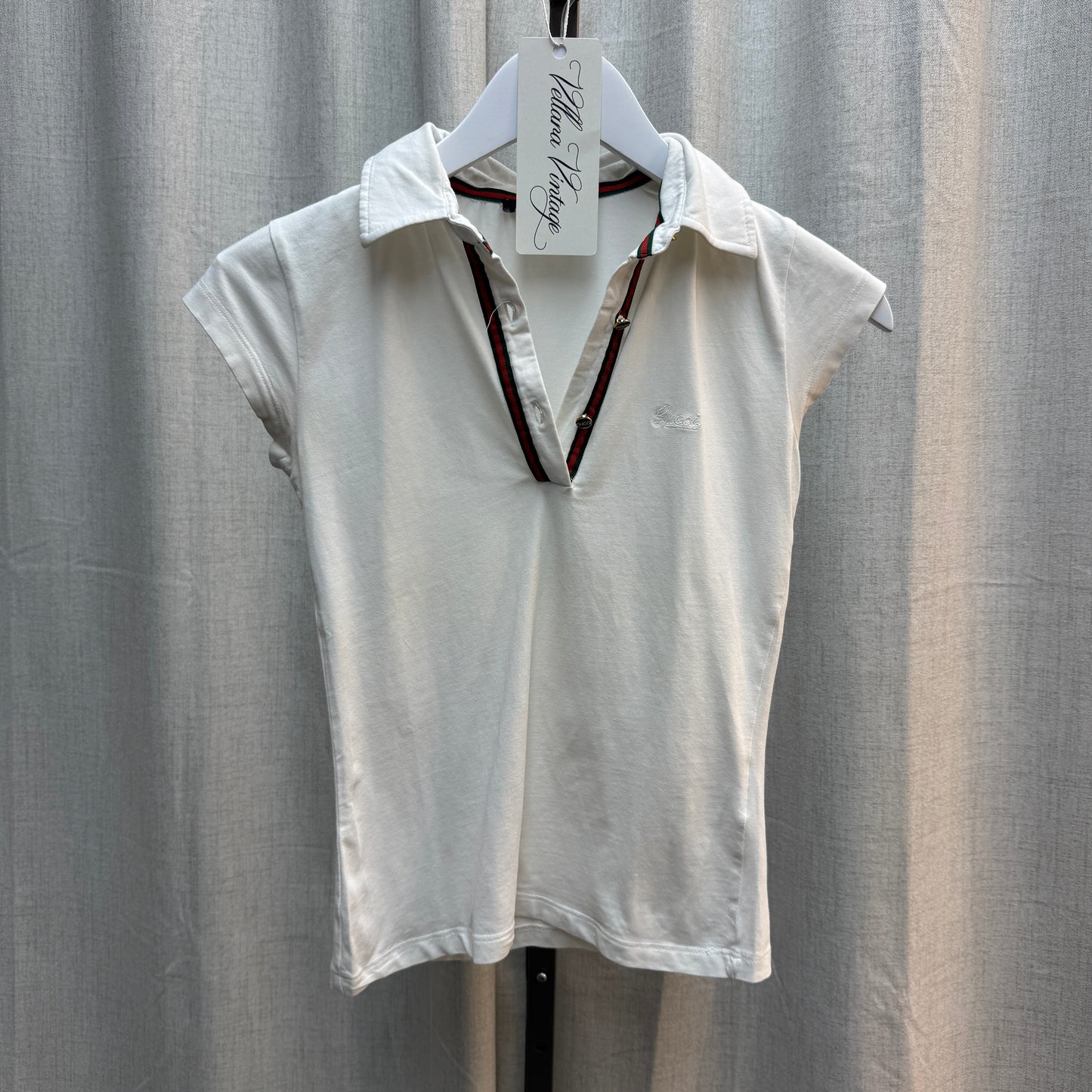 Gucci White Short Sleeve Polo Top