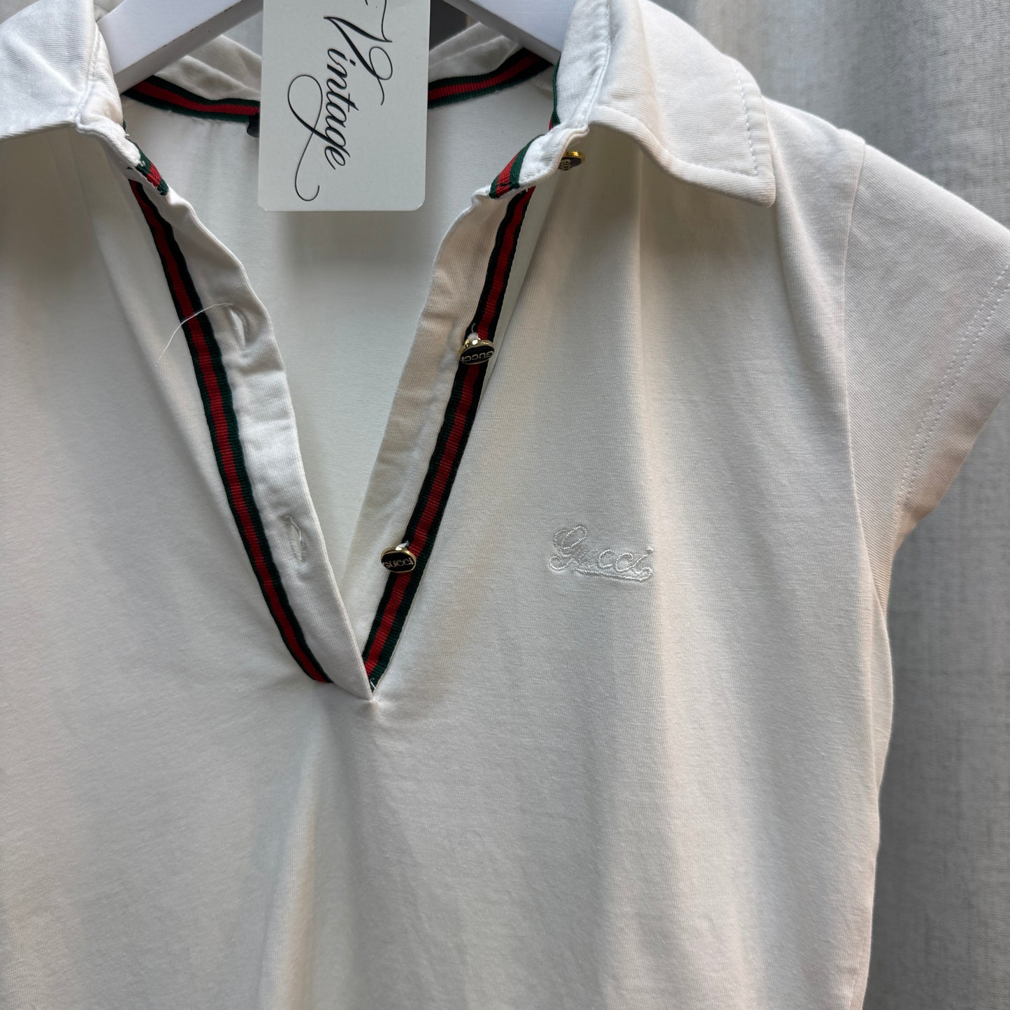 Gucci White Short Sleeve Polo Top