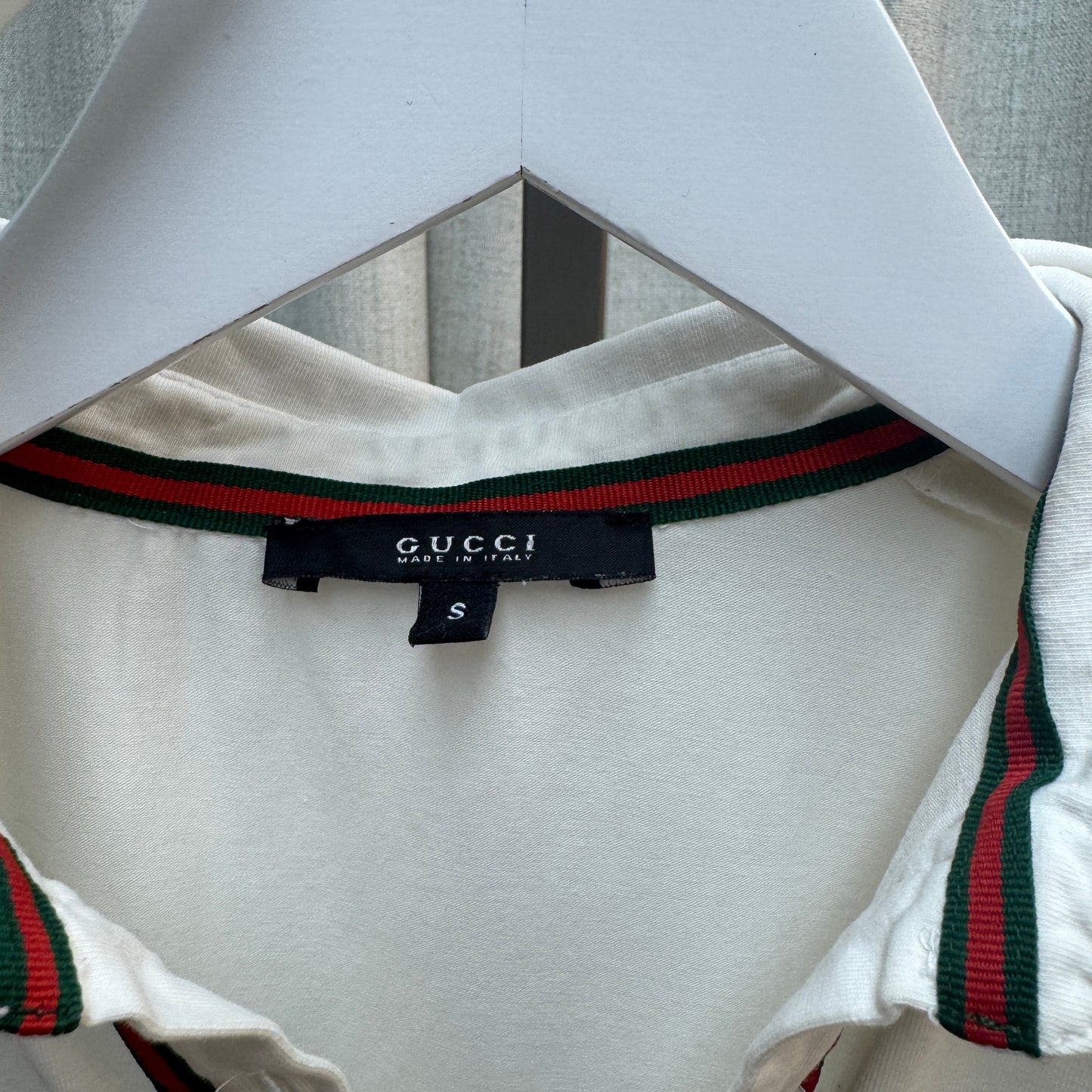 Gucci White Short Sleeve Polo Top
