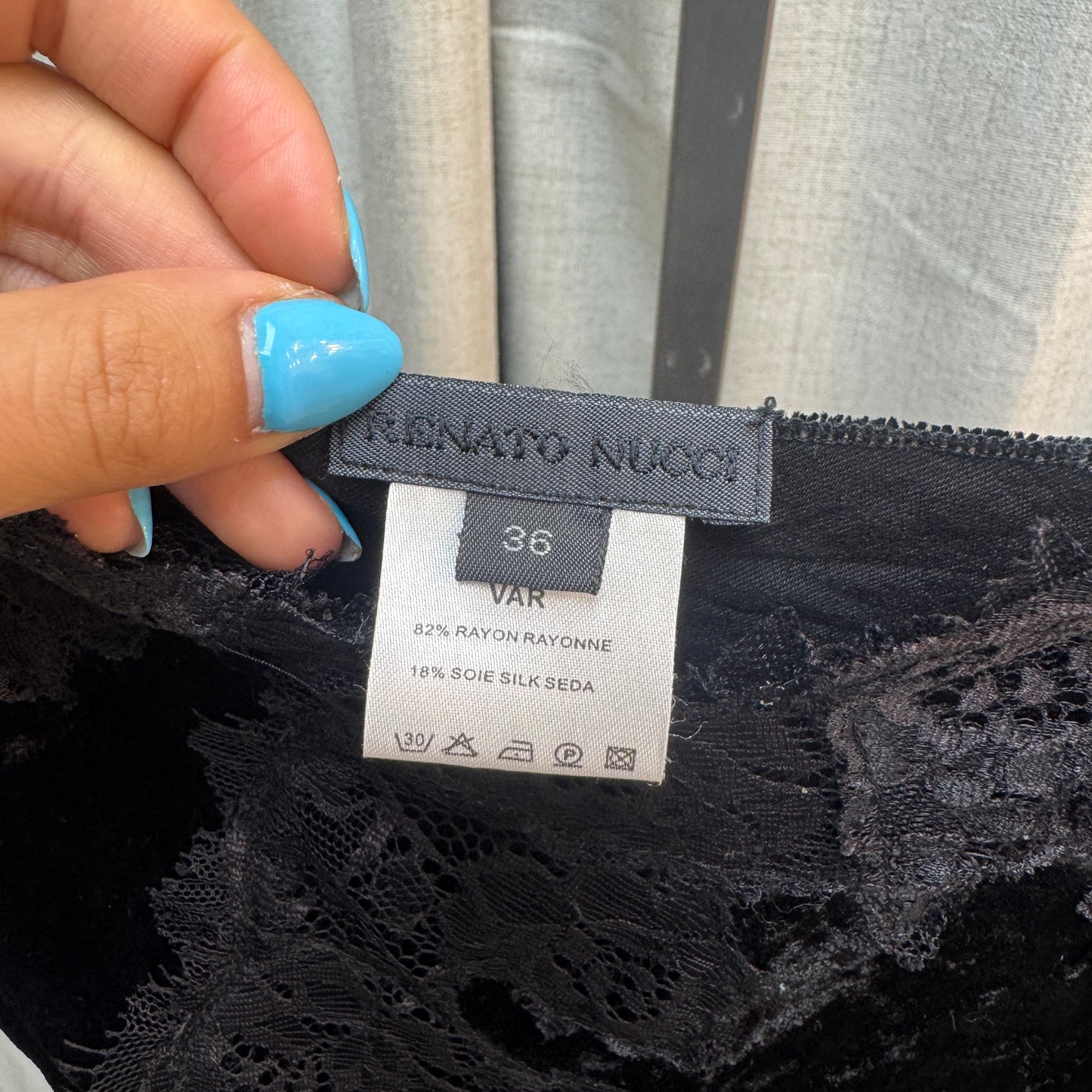 Renato Nucci Black Velvet Floral Lace Cami Top