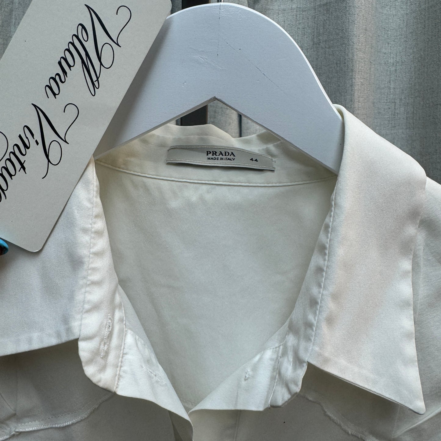 Prada 2007 White Twist-Front Short Sleeve Button Up
