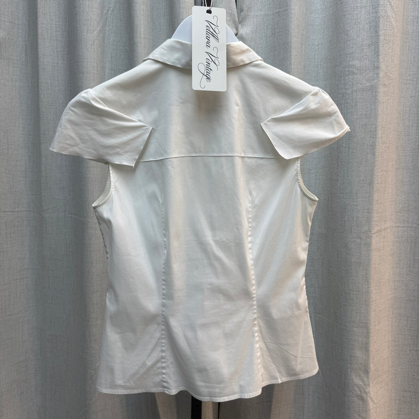 Prada 2007 White Twist-Front Short Sleeve Button Up