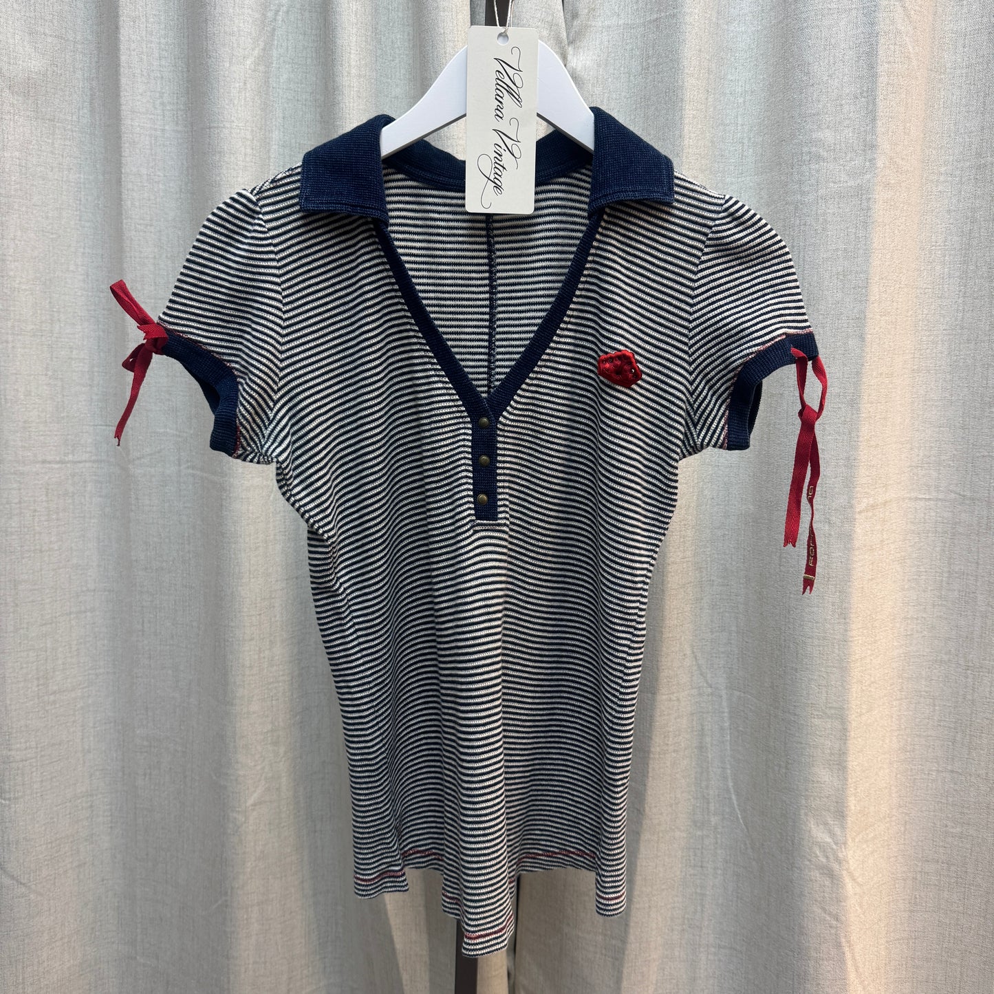 Fornarina Nautical Striped Appliqué Polo Short Sleeve