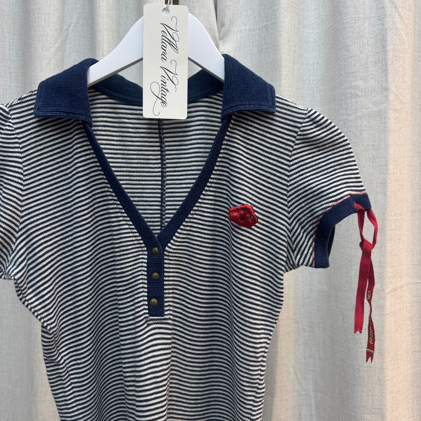Fornarina Nautical Striped Appliqué Polo Short Sleeve