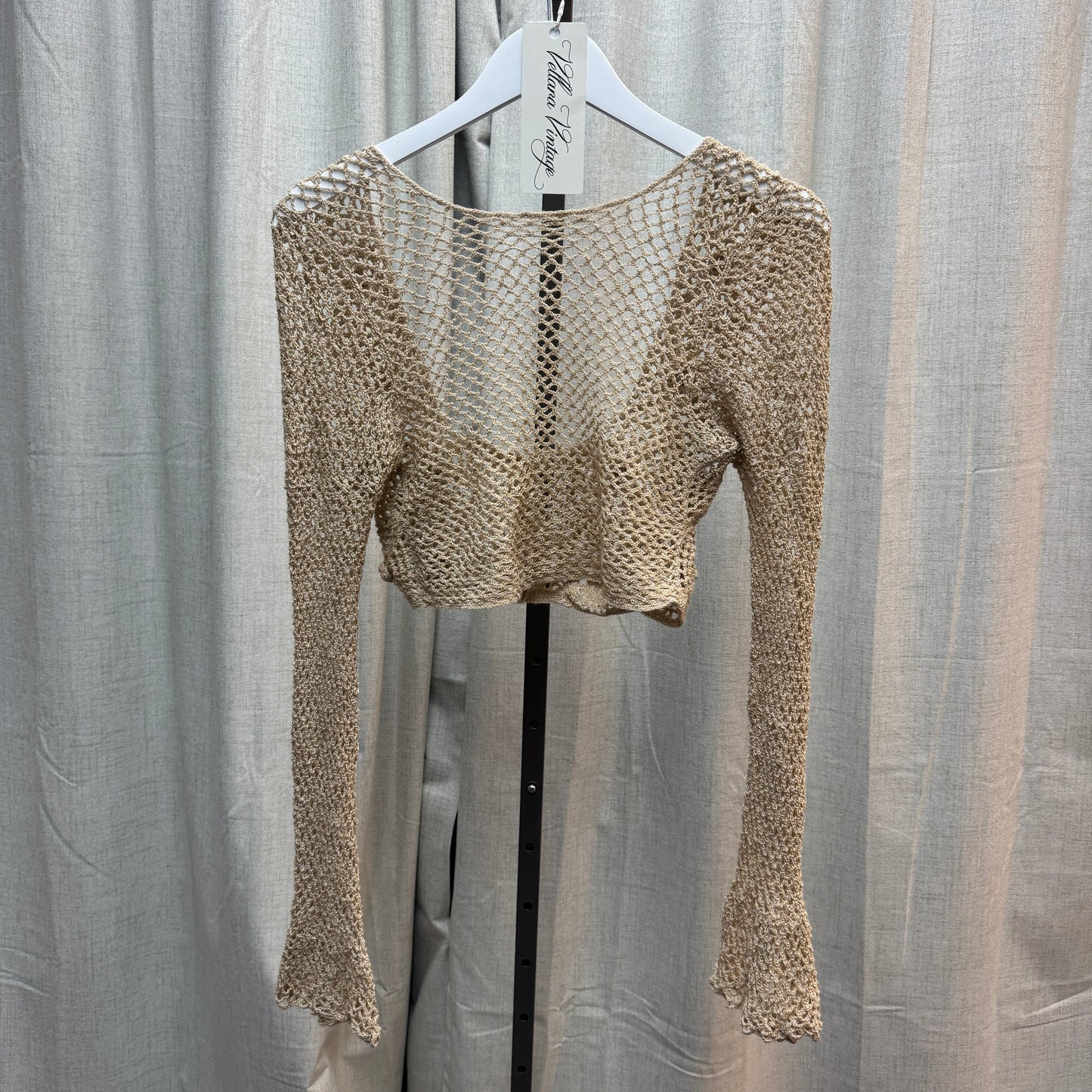 Beige Crochet Boho Floral Appliqué Cropped Cardigan