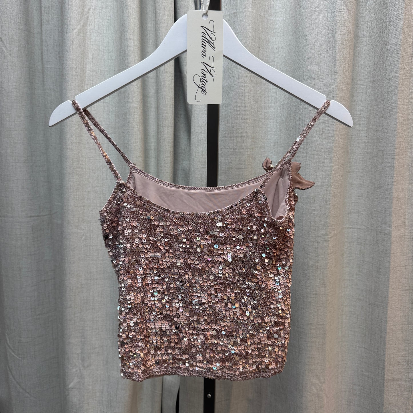 Karen Millen Pink Sequin Flower Brooch Tank Top