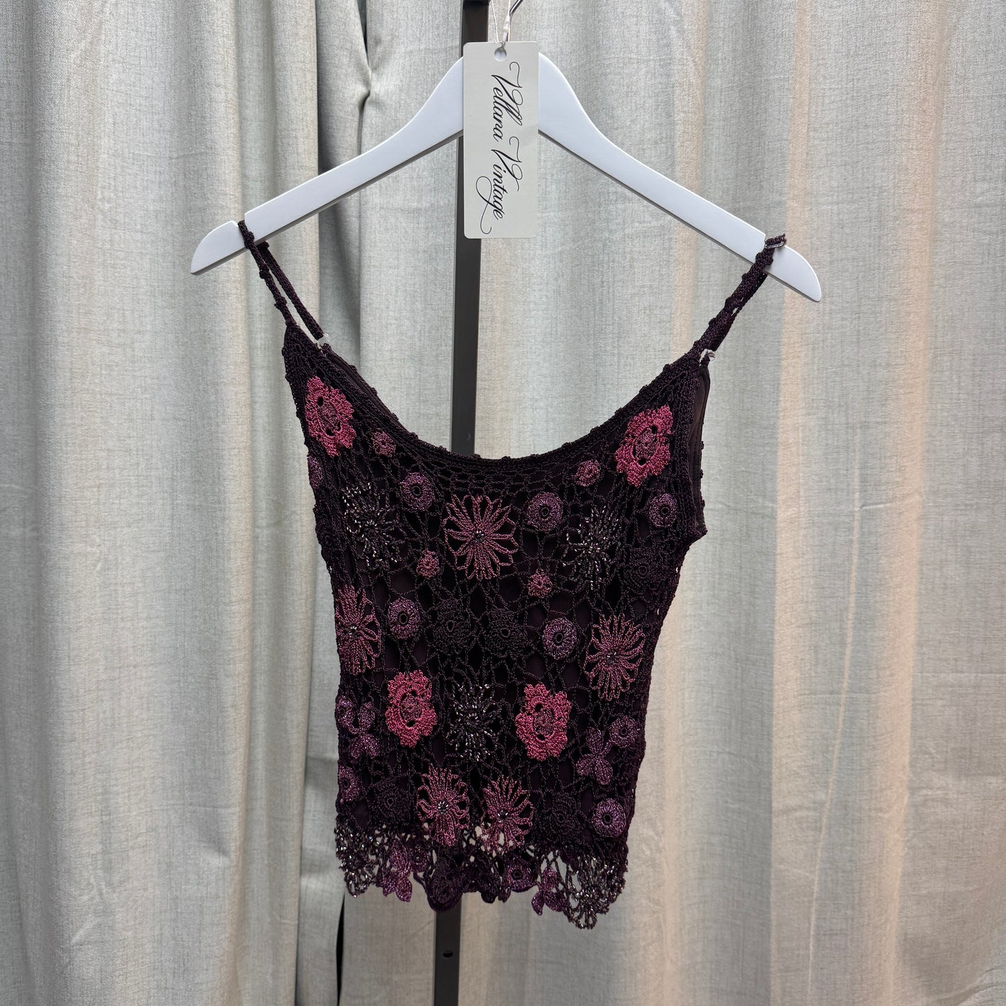Nicowa Plum Floral Crochet and Midi Skirt Set