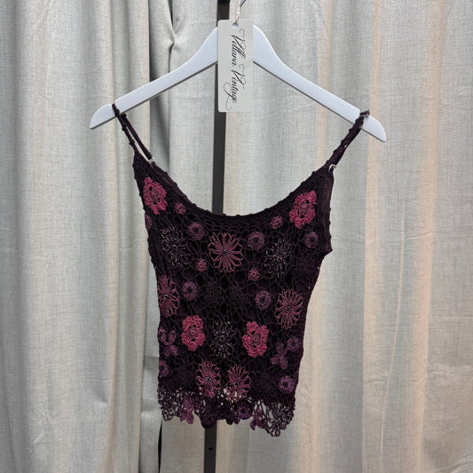 Nicowa Plum Floral Crochet and Midi Skirt Set