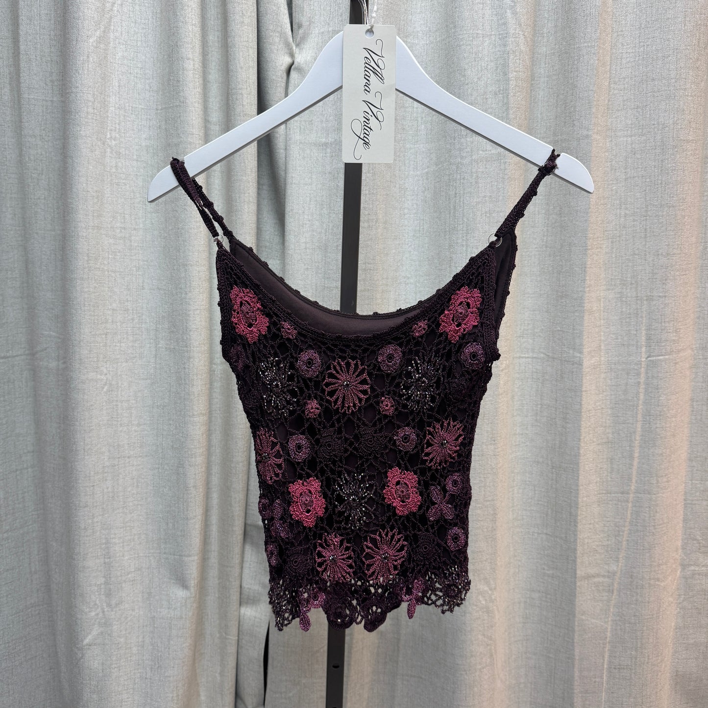 Nicowa Plum Floral Crochet and Midi Skirt Set