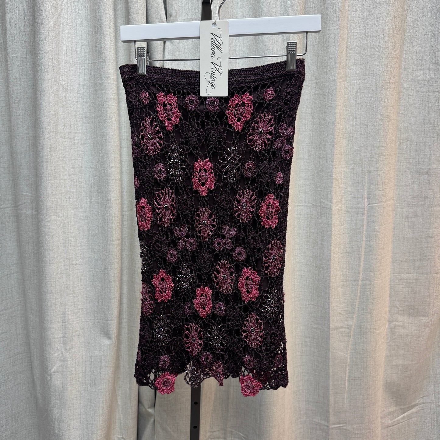 Nicowa Plum Floral Crochet and Midi Skirt Set