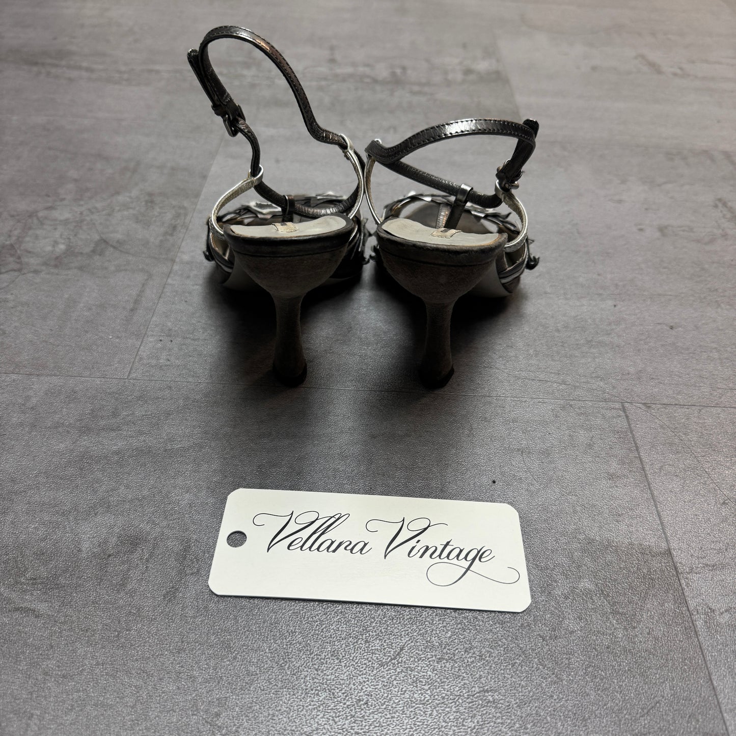 Miu Miu Leather Suede Morning Stars Two Tone T-Strap Heels