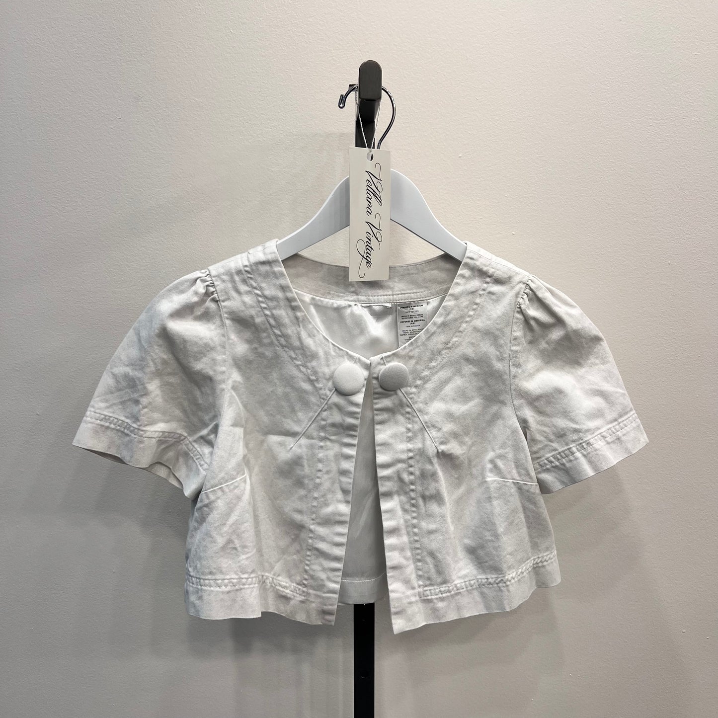 White Cotton Short-sleeve Shrug