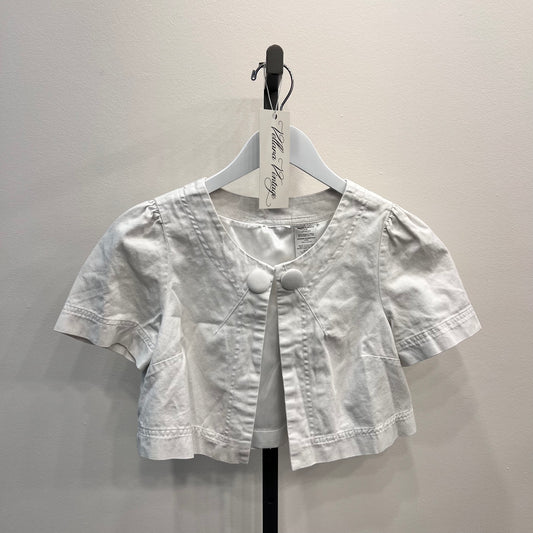 White Cotton Short-sleeve Shrug