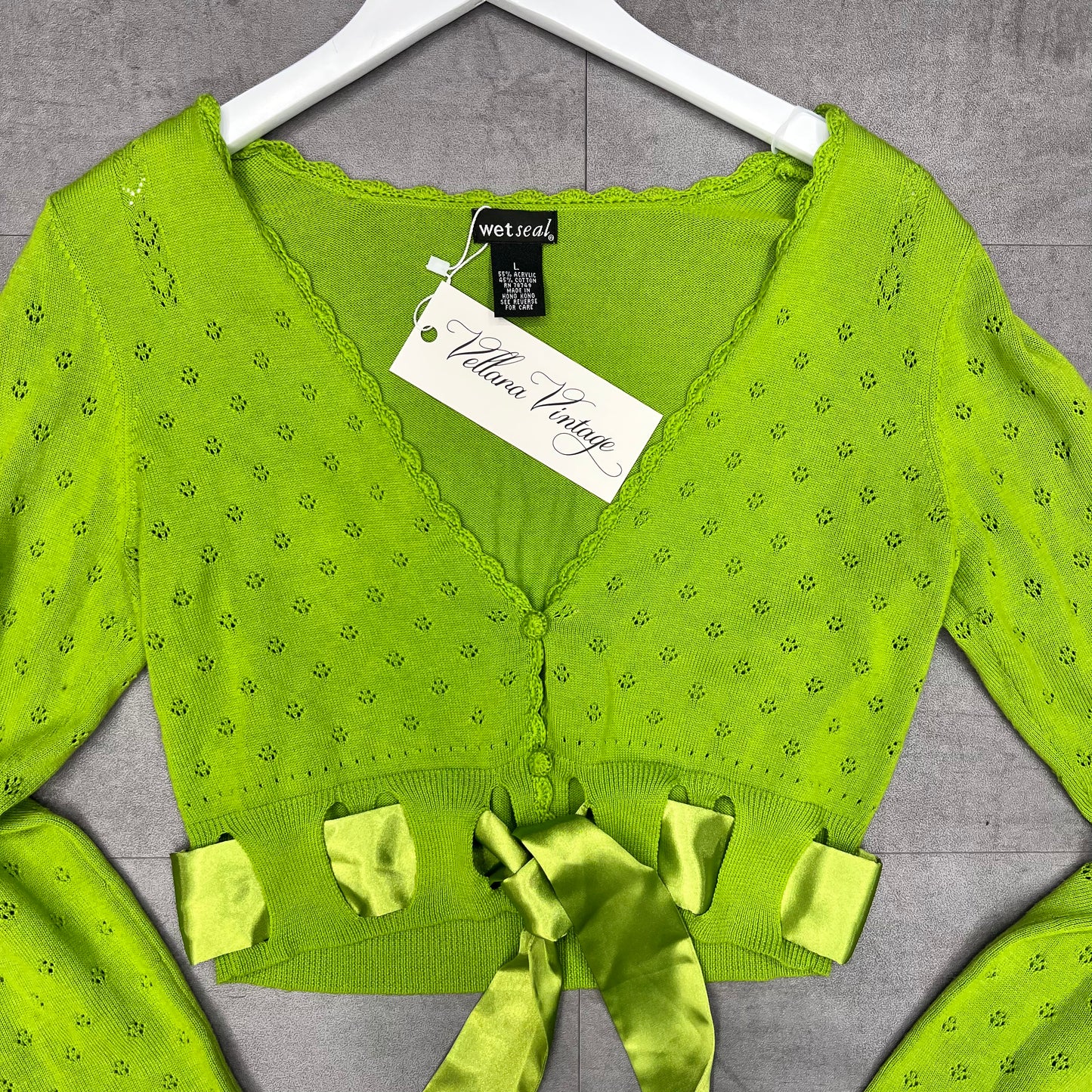 Green Pointelle Cardigan