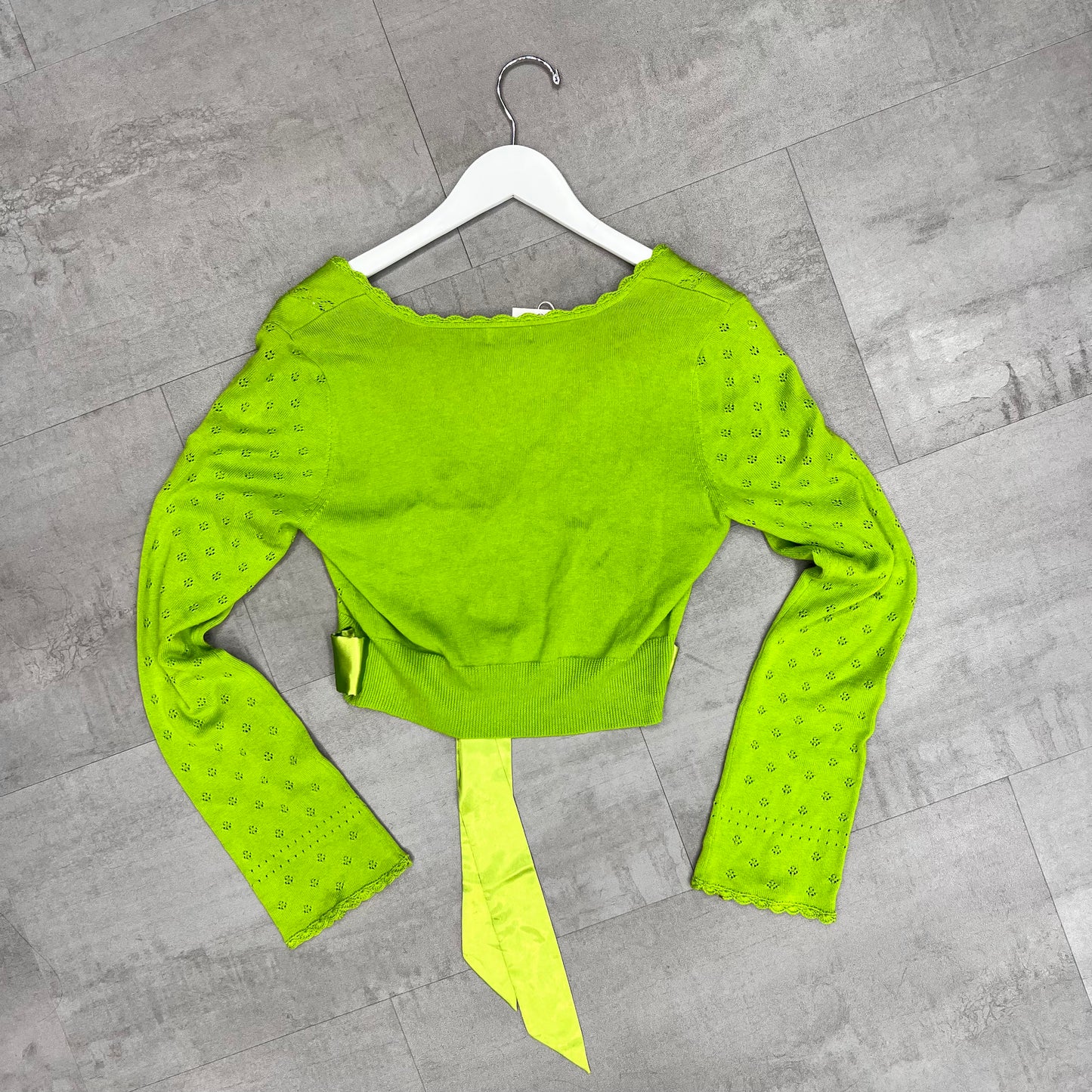 Green Pointelle Cardigan