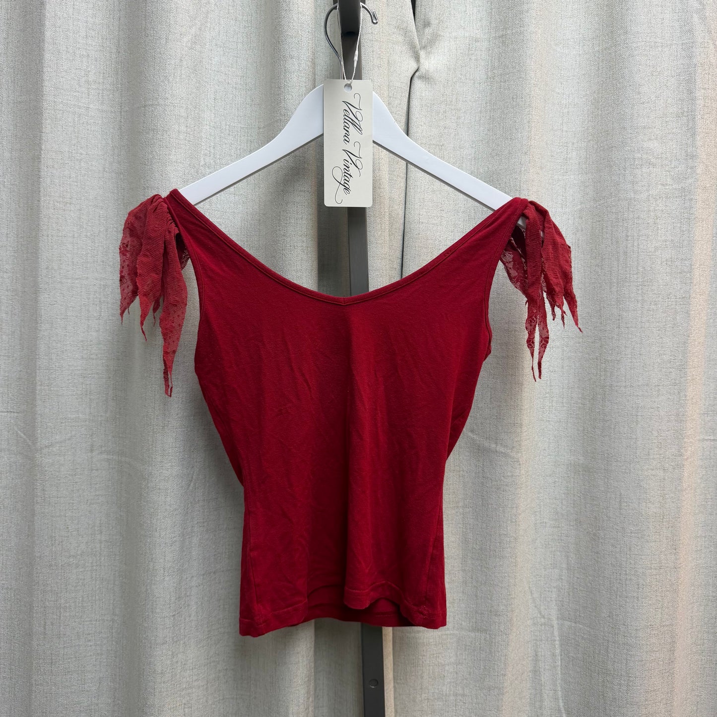 Red Lace Trim Top
