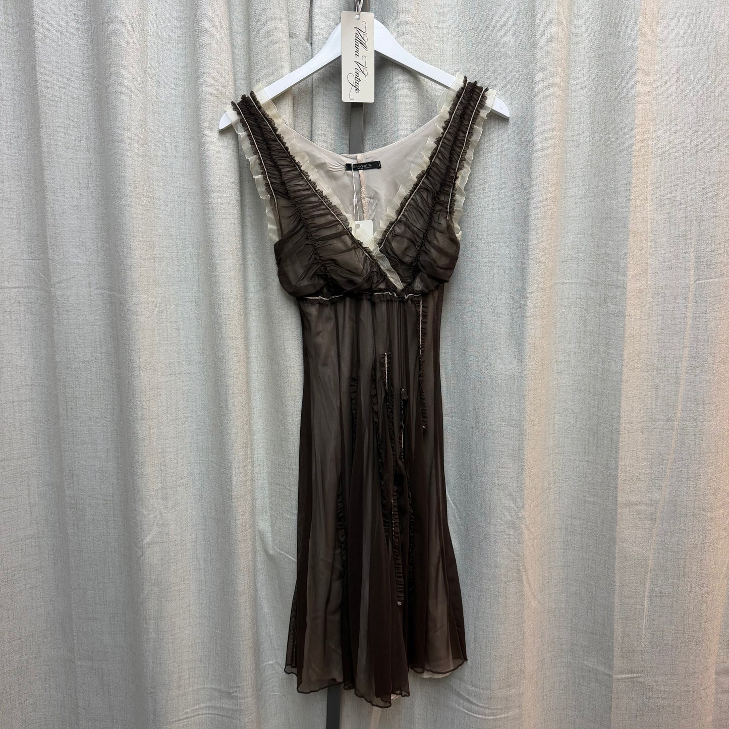 Siste's Brown & Beige Midi Dress