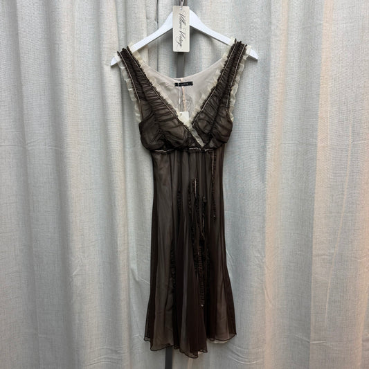 Siste's Brown & Beige Midi Dress