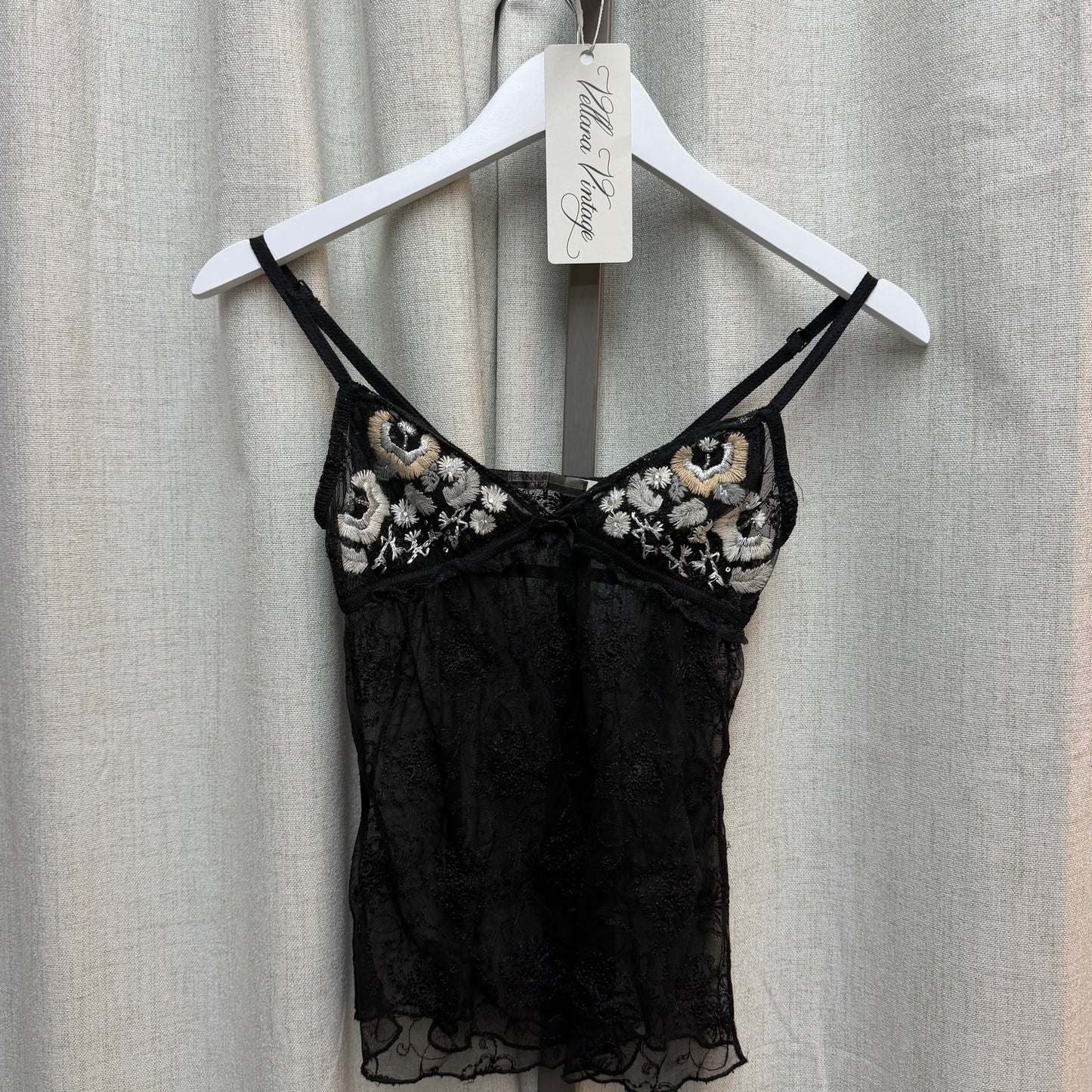 Pinko Sheer Black Embroidered Top