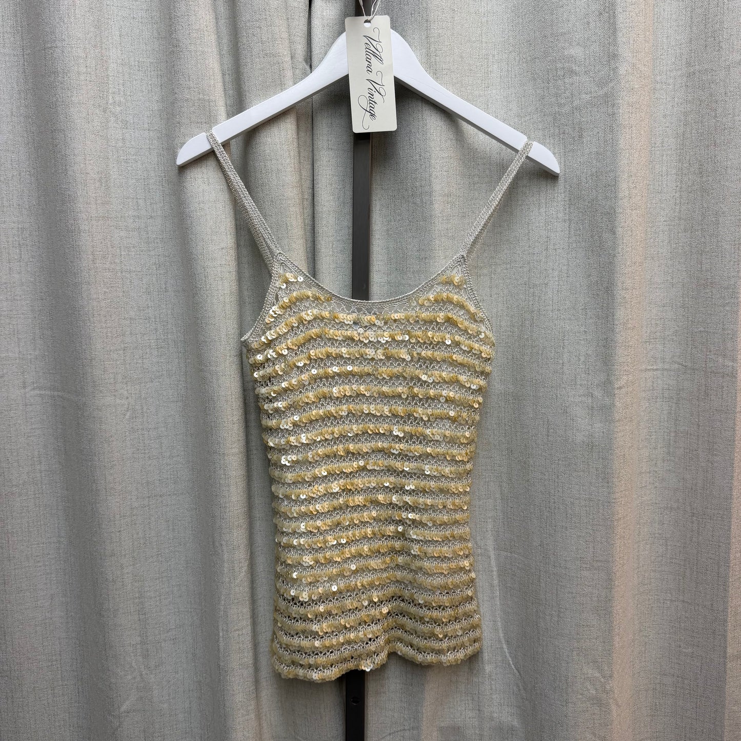 Adolfo Dominguez Off-White Crochet Sequin Tank